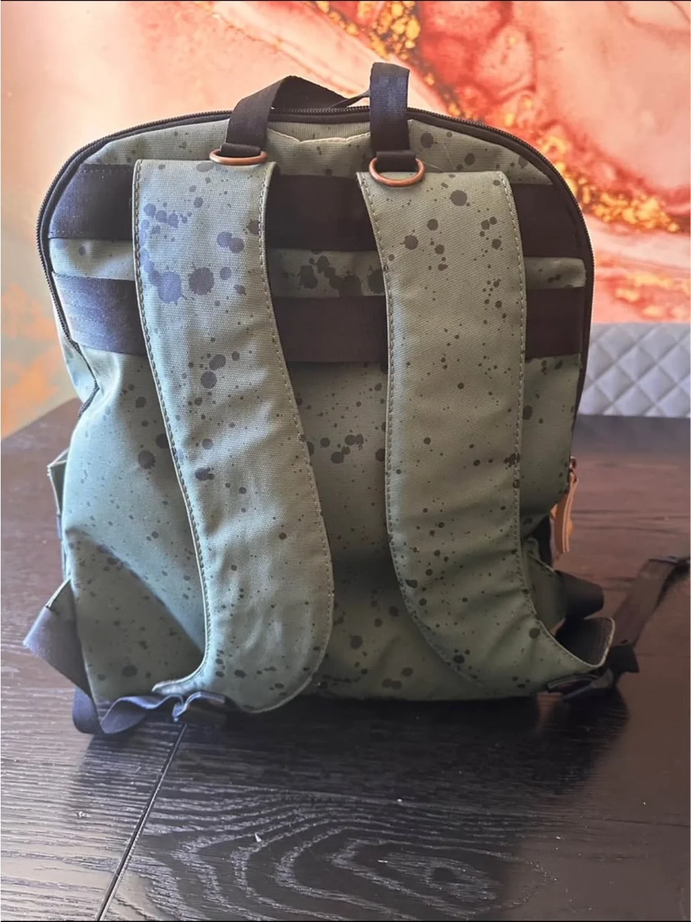 Petunia Pickle Bottom Olive Green Ink Blot 2-in-1 Provisions Diaper Bag